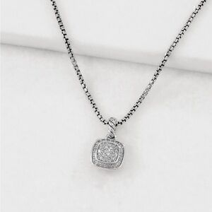 David Yurman Diamond and Silver Pendant Necklace